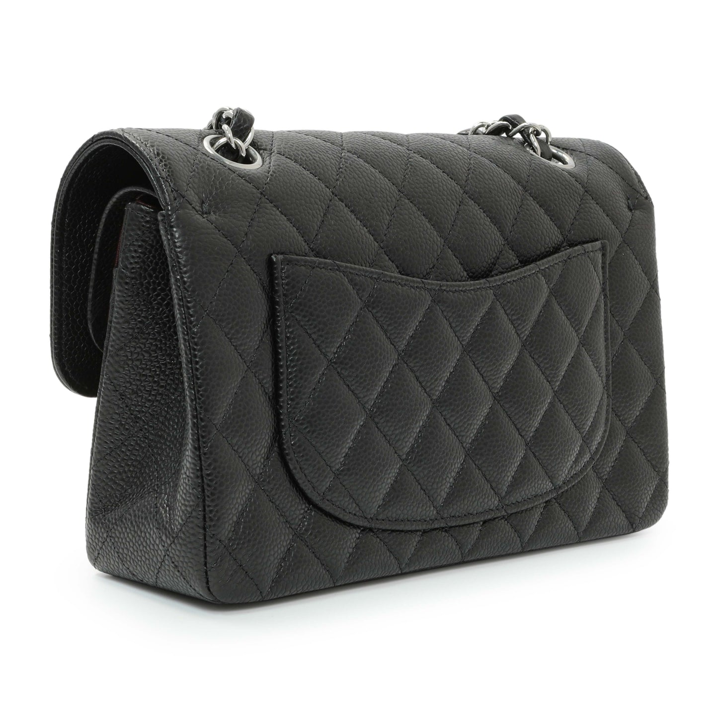 Exclusive Chanel Black Quilted Caviar Small Classic Double Flap — Side View