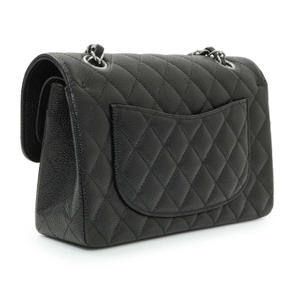 Exclusive Chanel Black Quilted Caviar Small Classic Double Flap — Side View