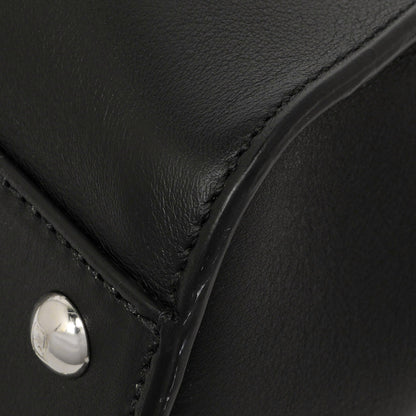 Exclusive Fendi Black Vitello Seta Snakeskin Crocodile Monster Eyes Medium Peekaboo Iconic Satchel — Detail View