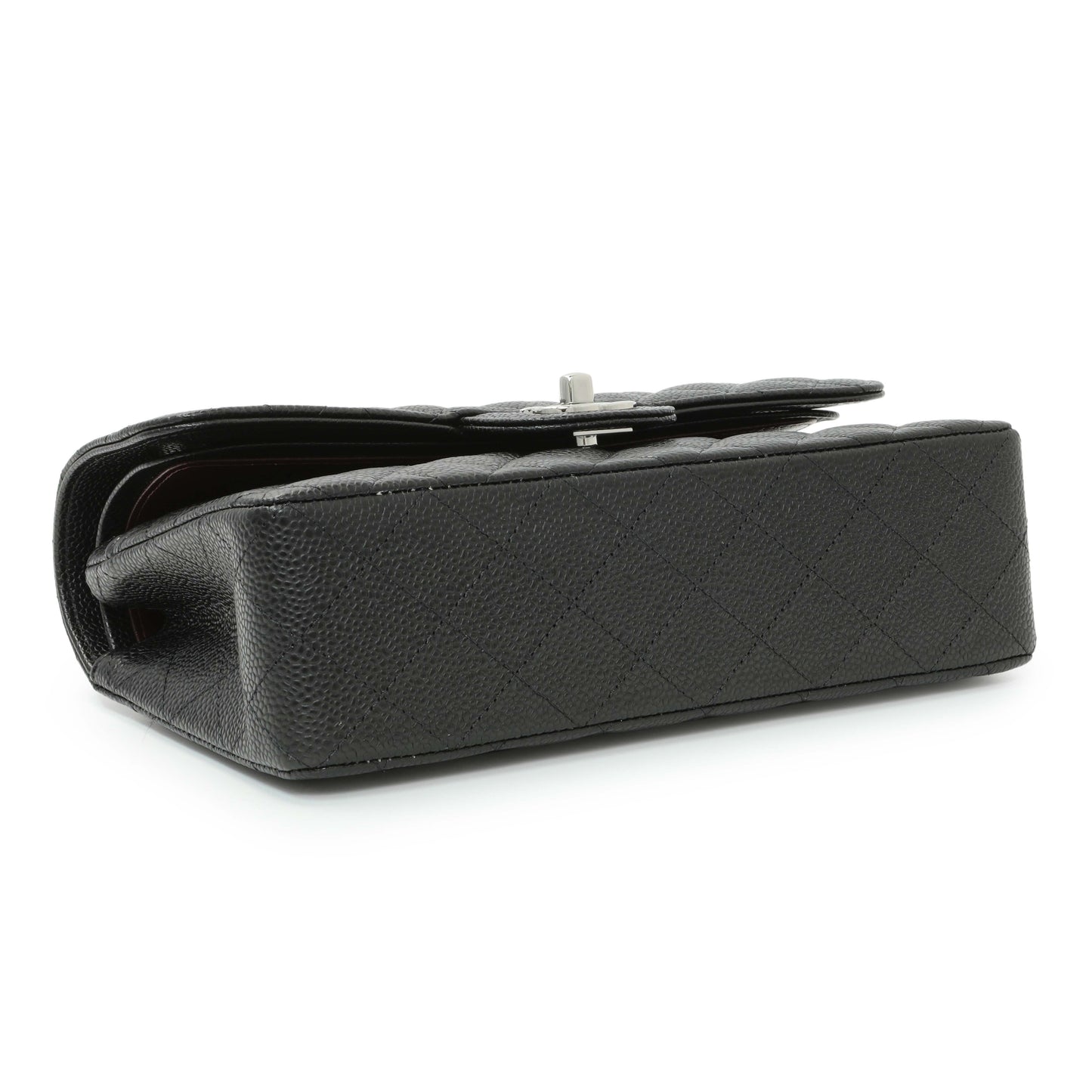 Exclusive Chanel Black Quilted Caviar Small Classic Double Flap — Back View