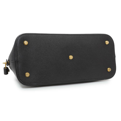 Exclusive Balenciaga Black Grained Calfskin M Ville Top Handle Bag — Back View