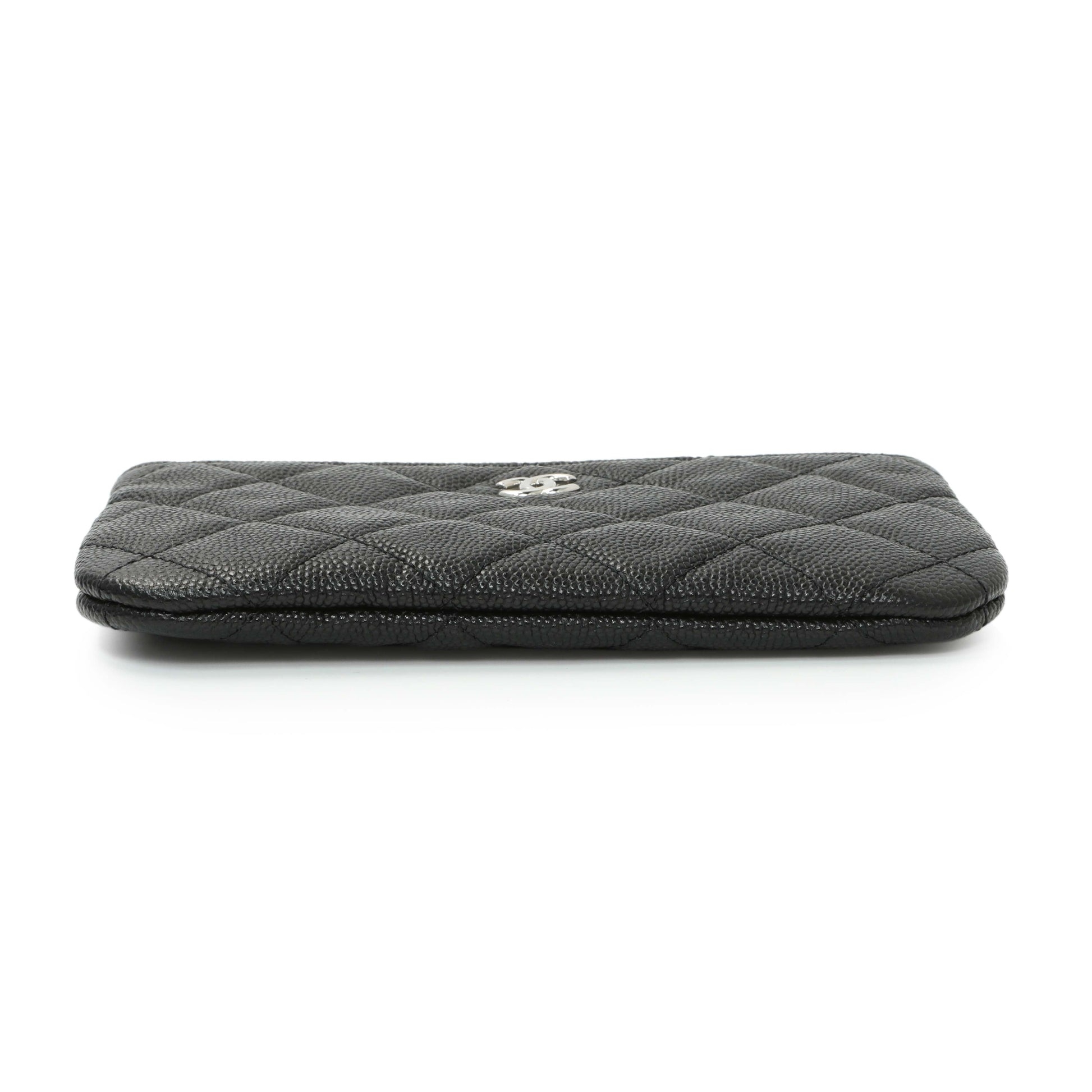 Exclusive Chanel Black Quilted Caviar Small Zipped Pouch — Back View