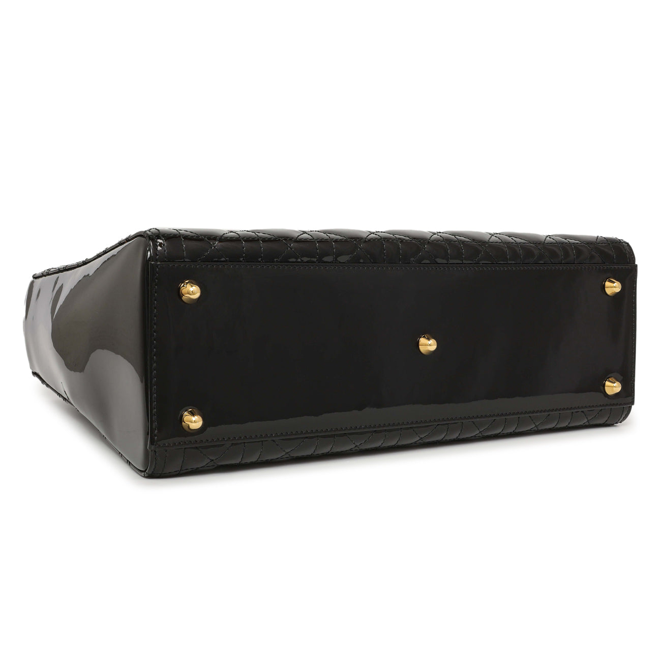 Exclusive Christian Dior Black Patent Cannage Large Lady Dior — Back View