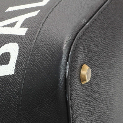 Exclusive Balenciaga Black Grained Calfskin M Ville Top Handle Bag — Lifestyle View