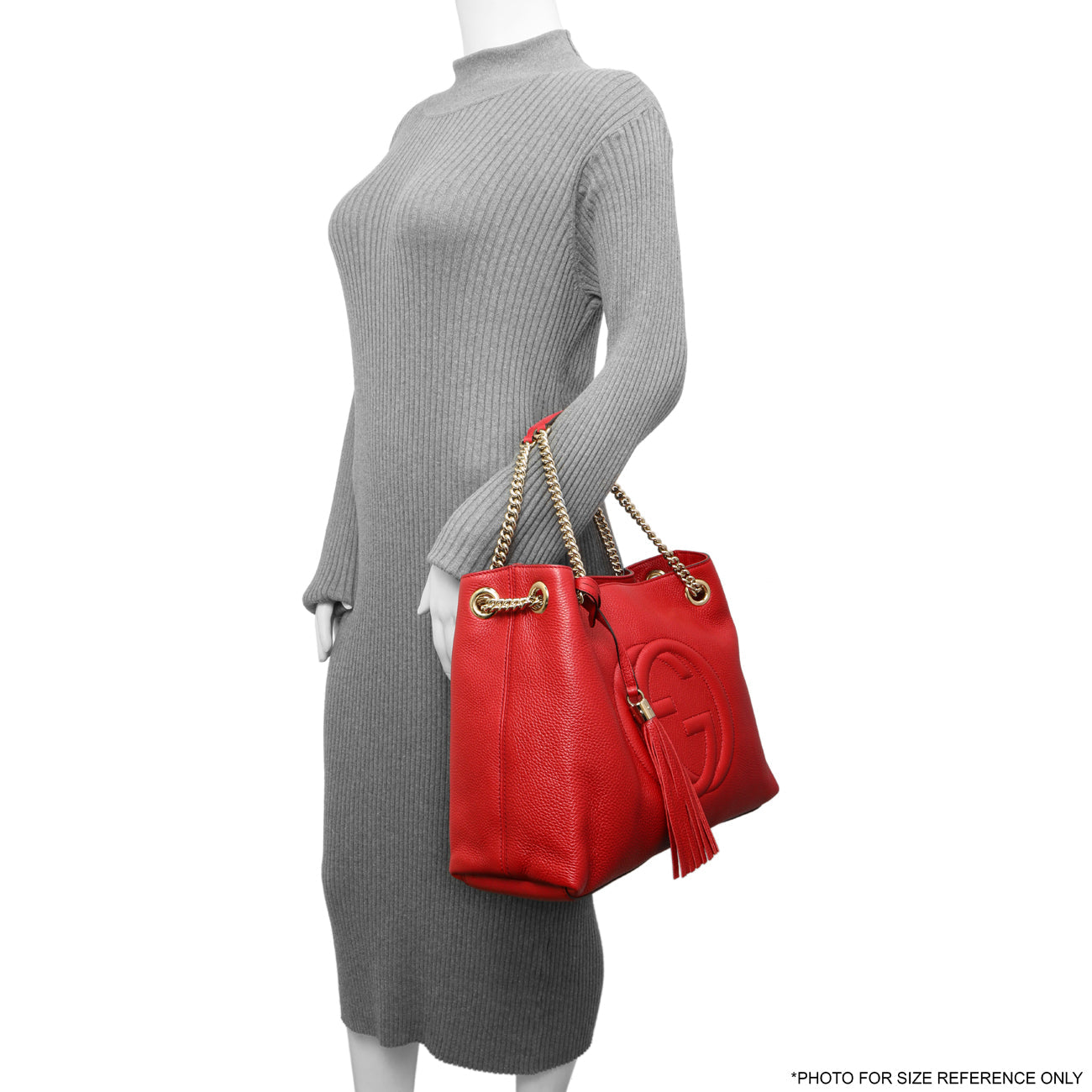 Exclusive Gucci Red Pebbled Calfskin Medium Soho Chain Shoulder Bag — Alternate View 7