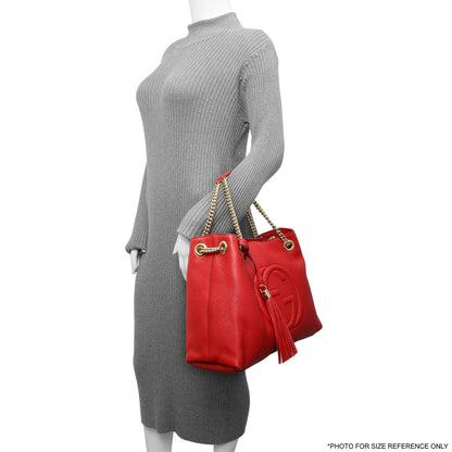 Exclusive Gucci Red Pebbled Calfskin Medium Soho Chain Shoulder Bag — Alternate View 7