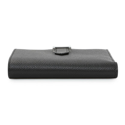 Exclusive Hermes Black Epsom Bearn Compact Wallet — Back View