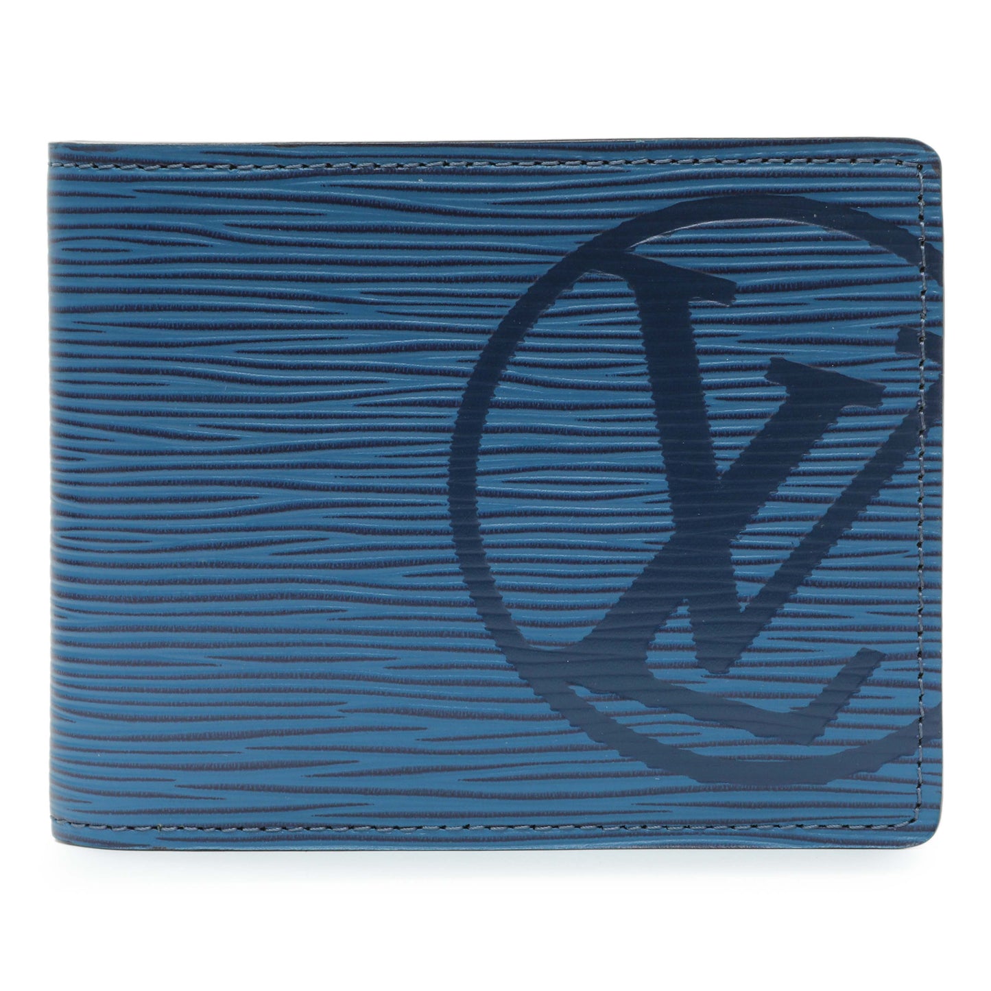 Exclusive Louis Vuitton Cobalt Epi Initials Multiple Wallet — Front View