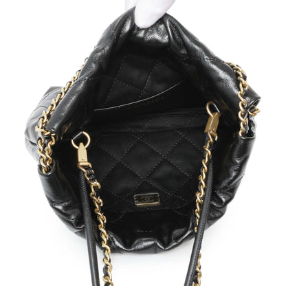 Exclusive Chanel Black Shiny Calfskin Quilted Mini Chanel 22 — Top View