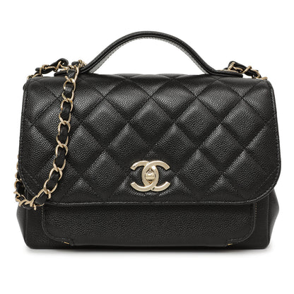Exclusive Chanel Black Caviar Medium Business Affinity Flap — Front View