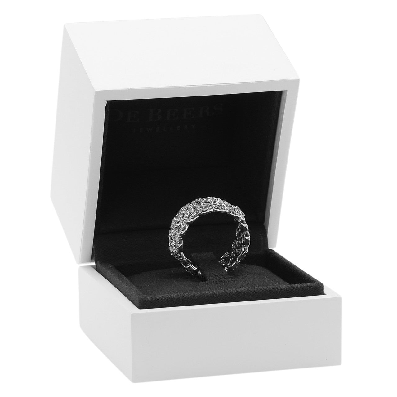 Exclusive De Beers 18K White Gold Diamond Enchanted Lotus Band — Top View