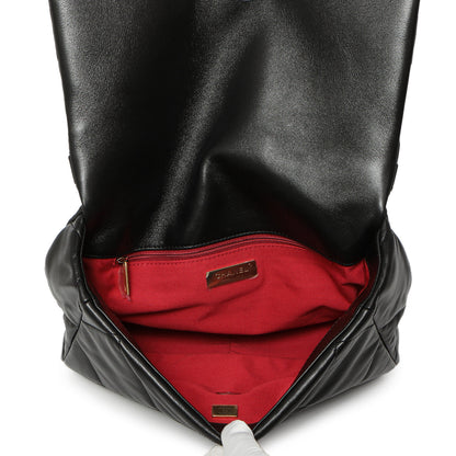 Exclusive Chanel Black Quilted Lambskin Large 19 Flap — Detail View