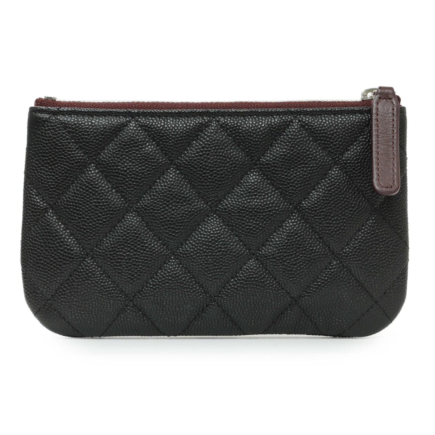 Exclusive Chanel Black Quilted Caviar Small Zipped Pouch — Side View