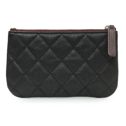 Exclusive Chanel Black Quilted Caviar Small Zipped Pouch — Side View