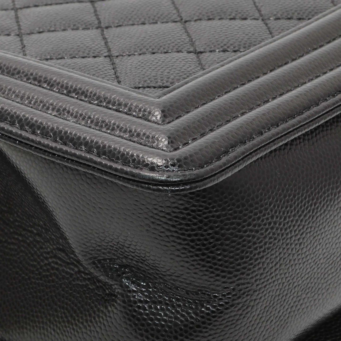 Exclusive Chanel Black Quilted Caviar Medium Boy Flap — Alternate View 7