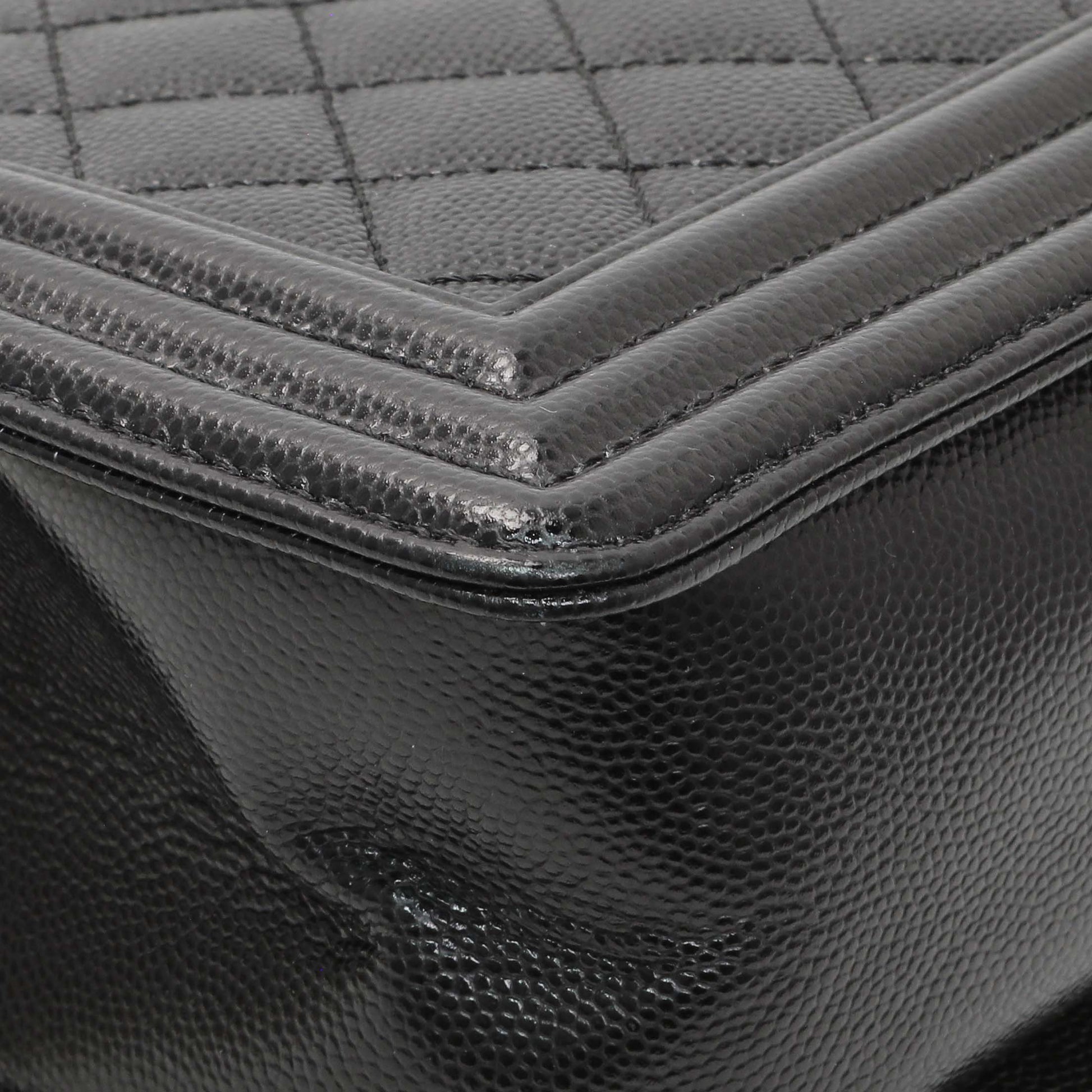 Exclusive Chanel Black Quilted Caviar Medium Boy Flap — Alternate View 7