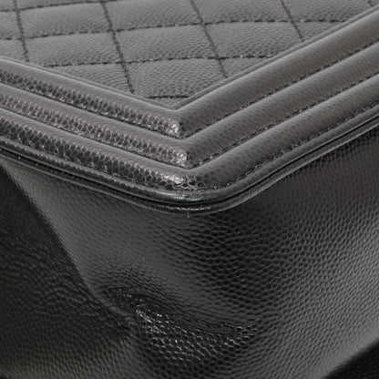 Exclusive Chanel Black Quilted Caviar Medium Boy Flap — Alternate View 7