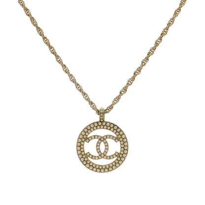 Exclusive Chanel Pearl CC Pendant    Necklace — Front View