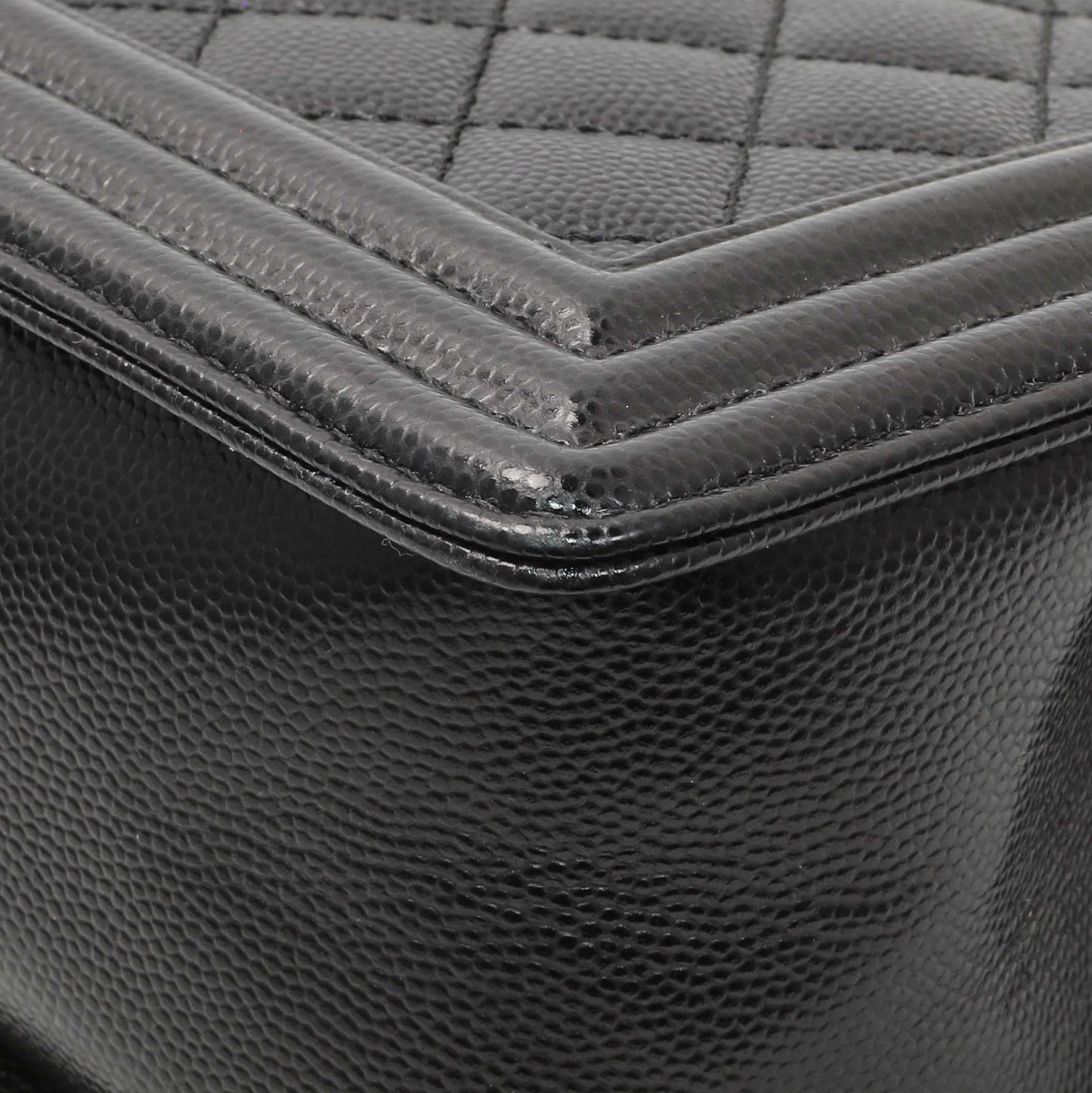 Exclusive Chanel Black Quilted Caviar Medium Boy Flap — Alternate View 8