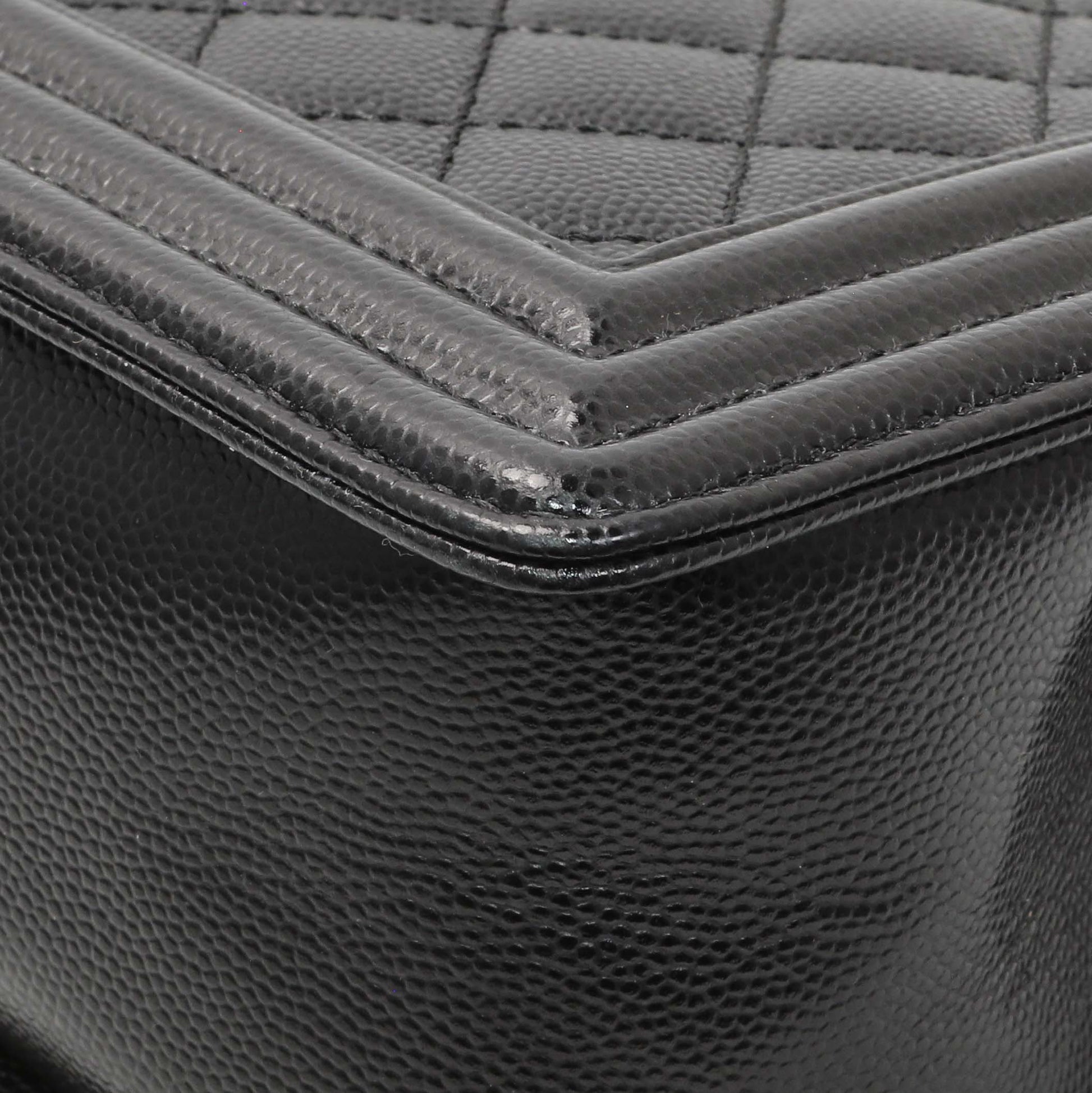 Exclusive Chanel Black Quilted Caviar Medium Boy Flap — Alternate View 8