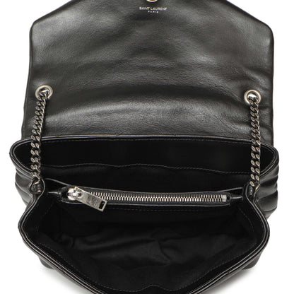 Exclusive Saint Laurent Black Calfskin Y Quilted Monogram Small Charm Loulou Chain Satchel — Alternate View 8