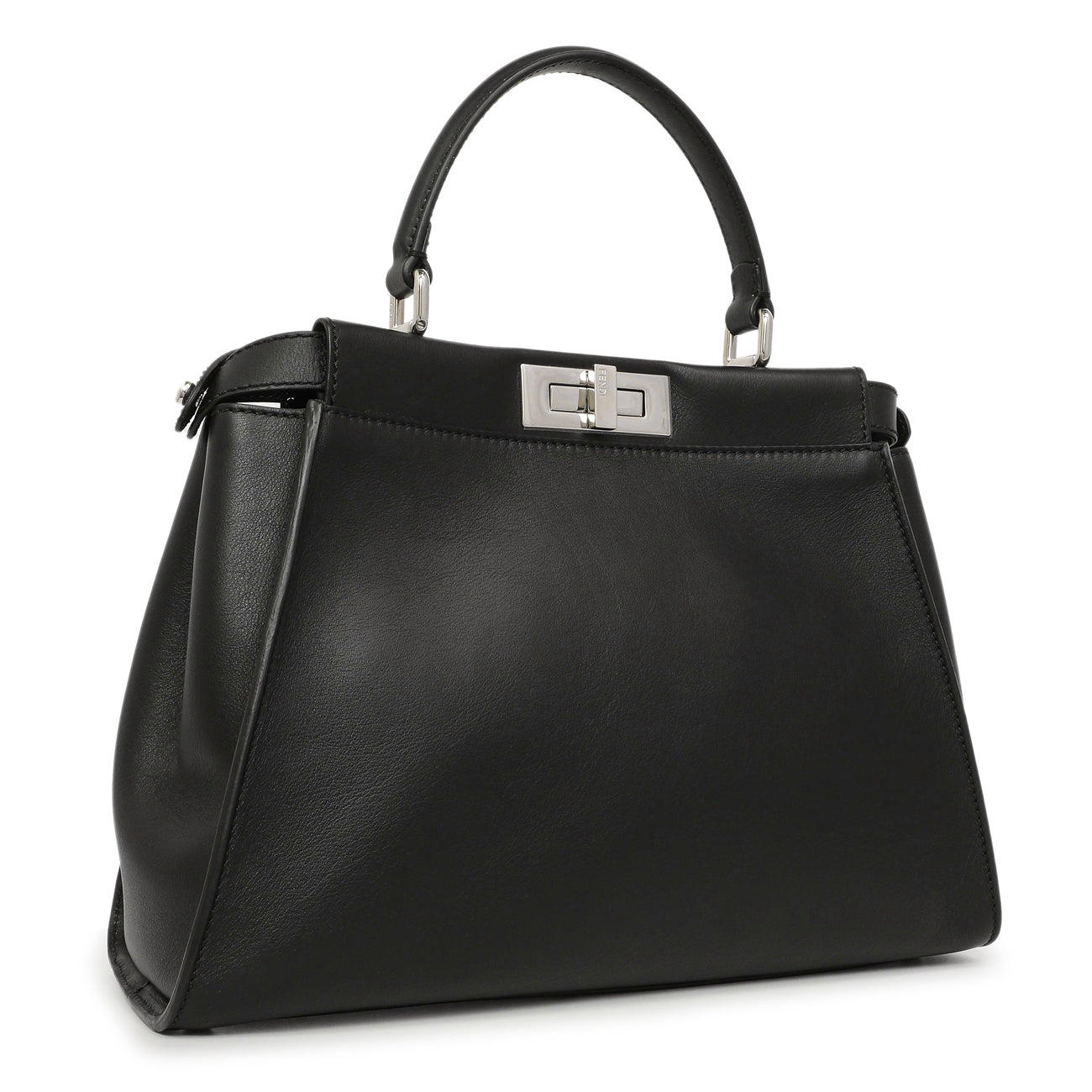 Exclusive Fendi Black Vitello Seta Snakeskin Crocodile Monster Eyes Medium Peekaboo Iconic Satchel — Side View