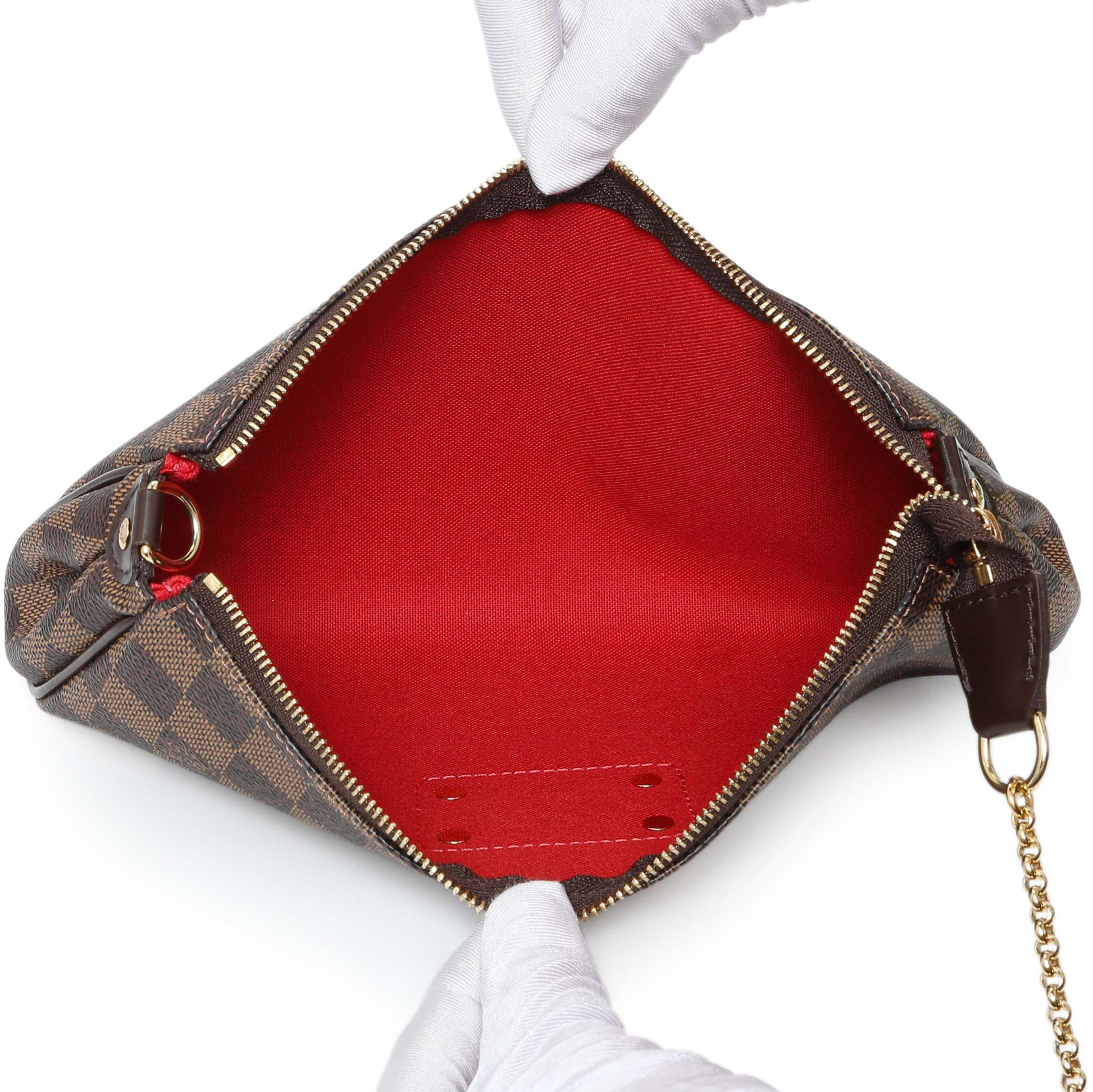 Exclusive Louis Vuitton Damier Ebene Eva Clutch — Top View