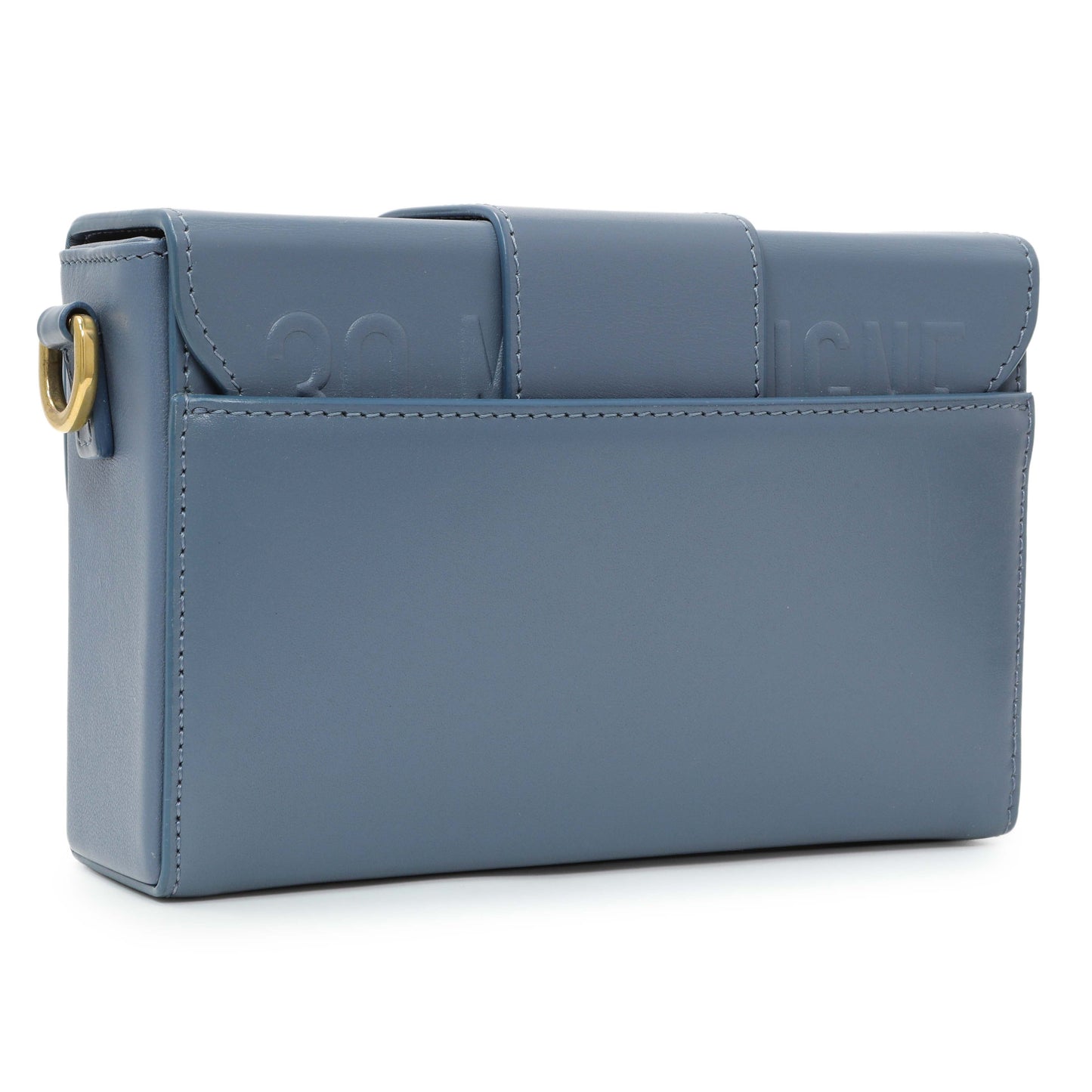 Exclusive Christian Dior Blue Smooth Calfskin Montaigne 30 Box Shoulder — Side View