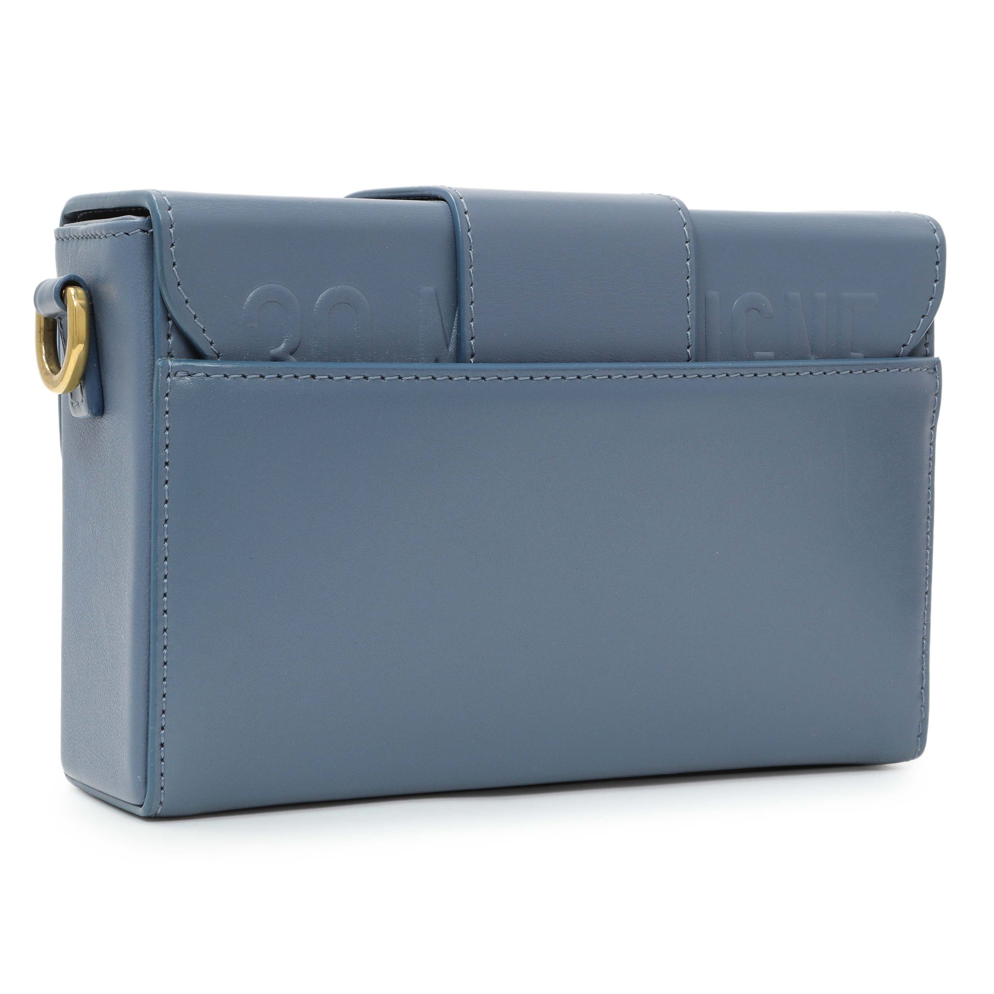 Exclusive Christian Dior Blue Smooth Calfskin Montaigne 30 Box Shoulder — Side View