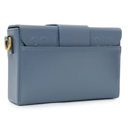 Exclusive Christian Dior Blue Smooth Calfskin Montaigne 30 Box Shoulder — Side View