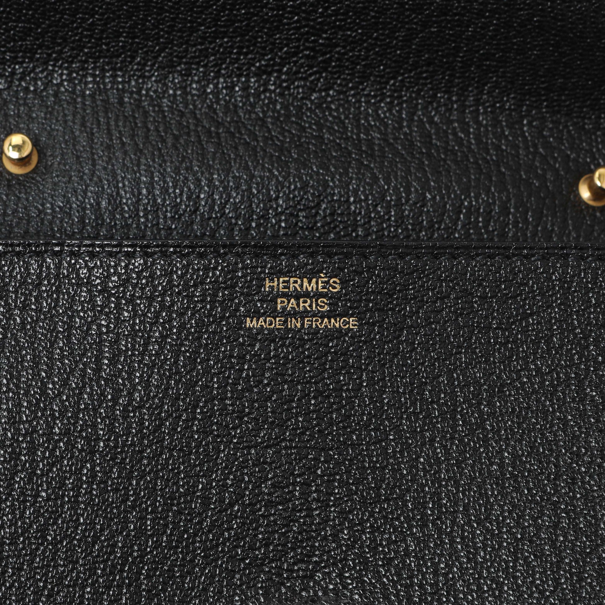 Exclusive Hermes Black Chèvre Mysore Clic 16 — Detail View