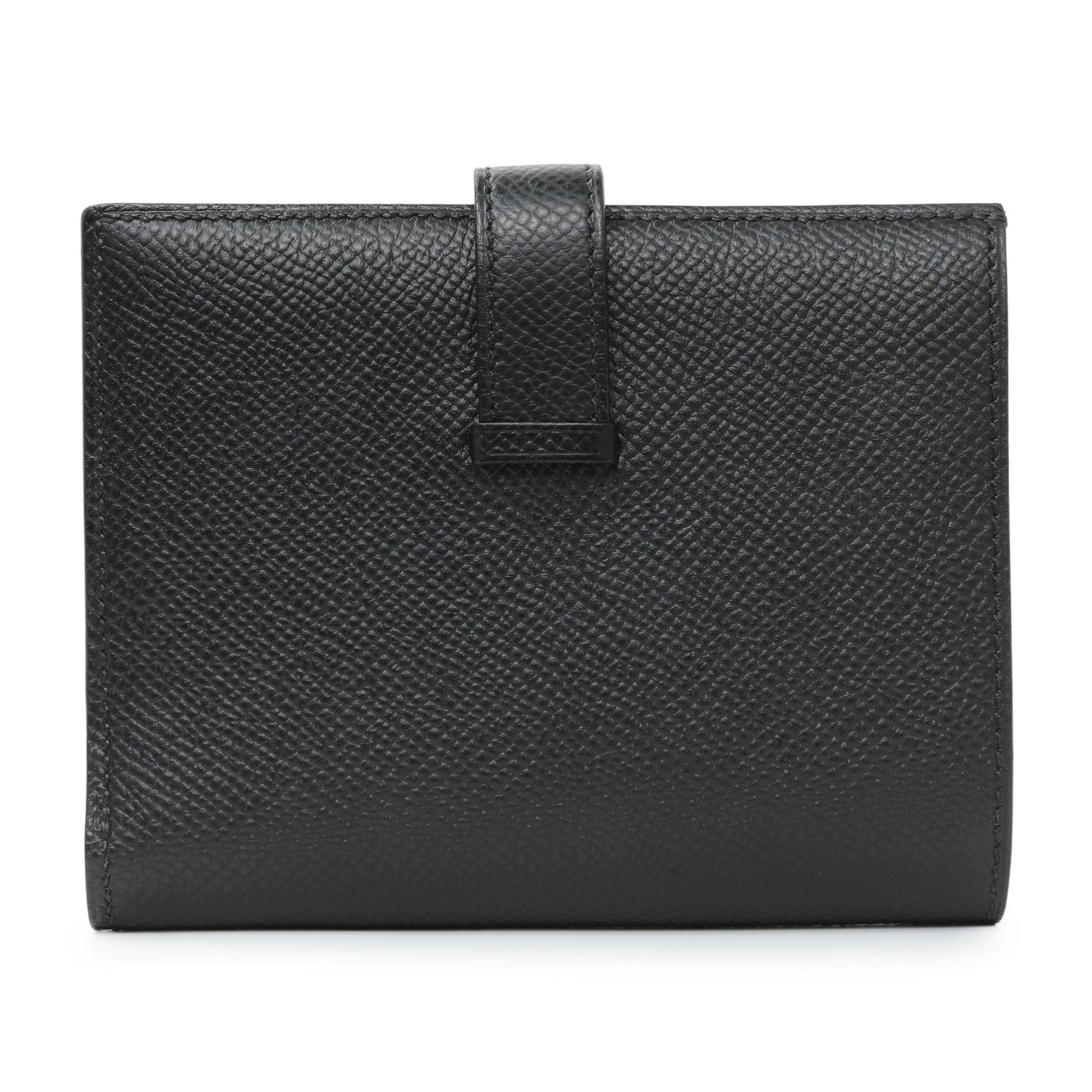 Exclusive Hermes Black Epsom Bearn Compact Wallet — Side View