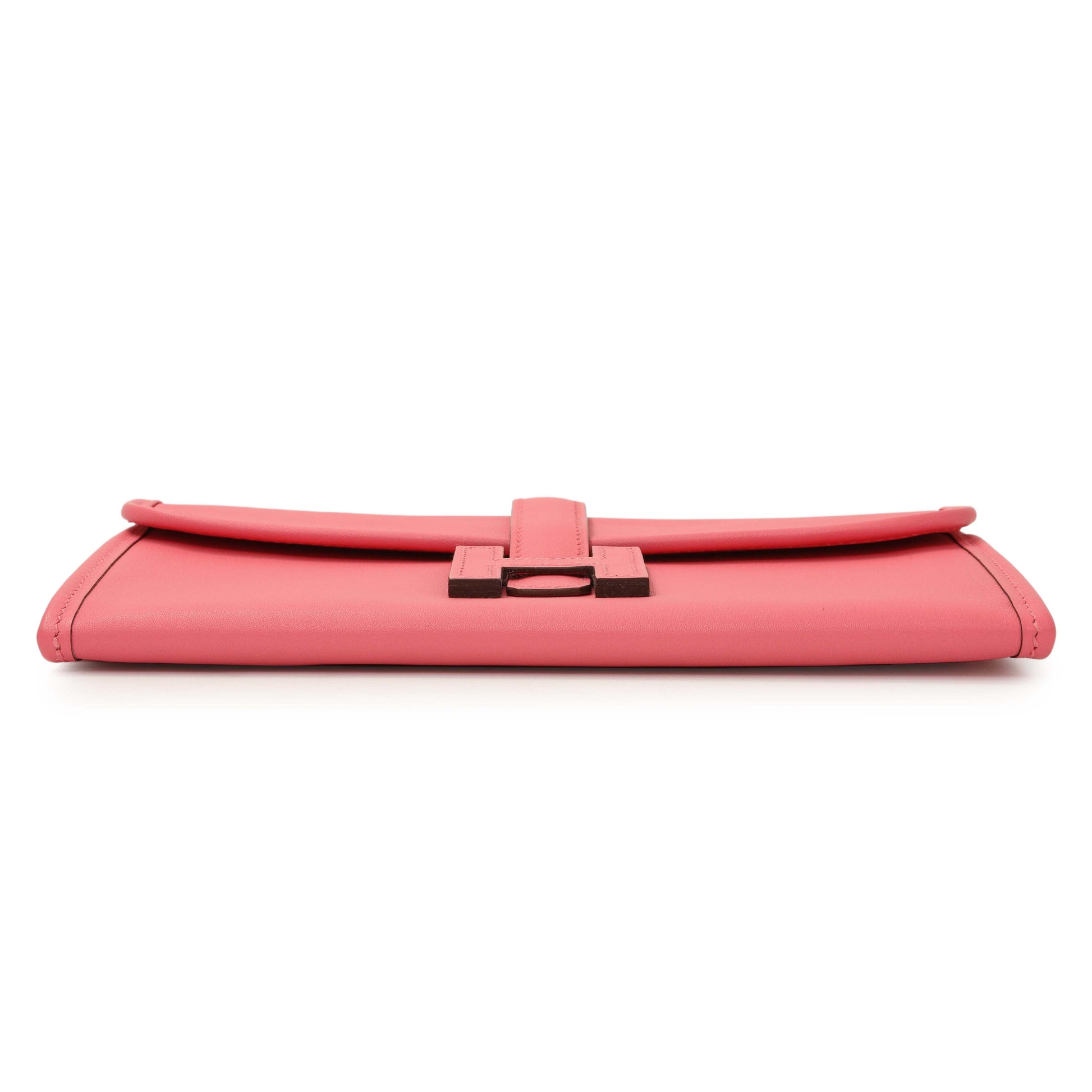 Exclusive Hermes Rose Azalee Swift Jige Duo Clutch — Back View