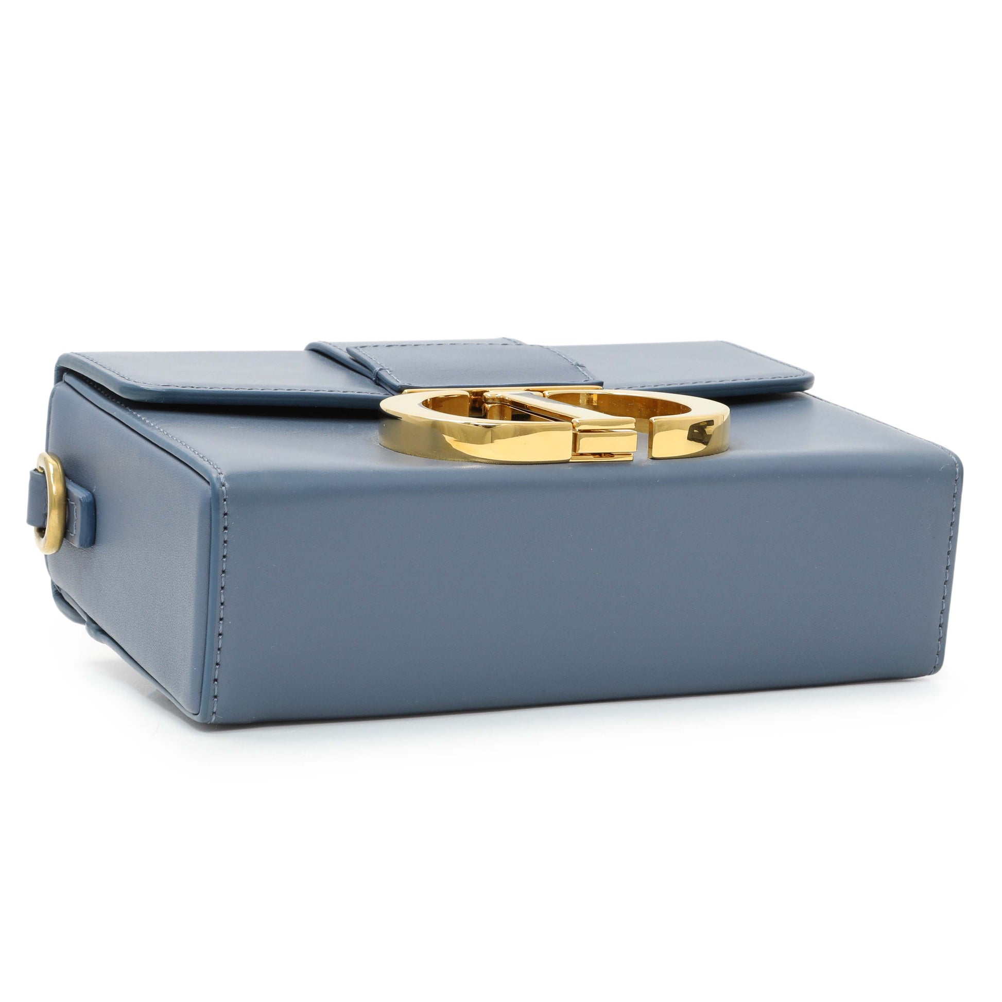 Exclusive Christian Dior Blue Smooth Calfskin Montaigne 30 Box Shoulder — Back View