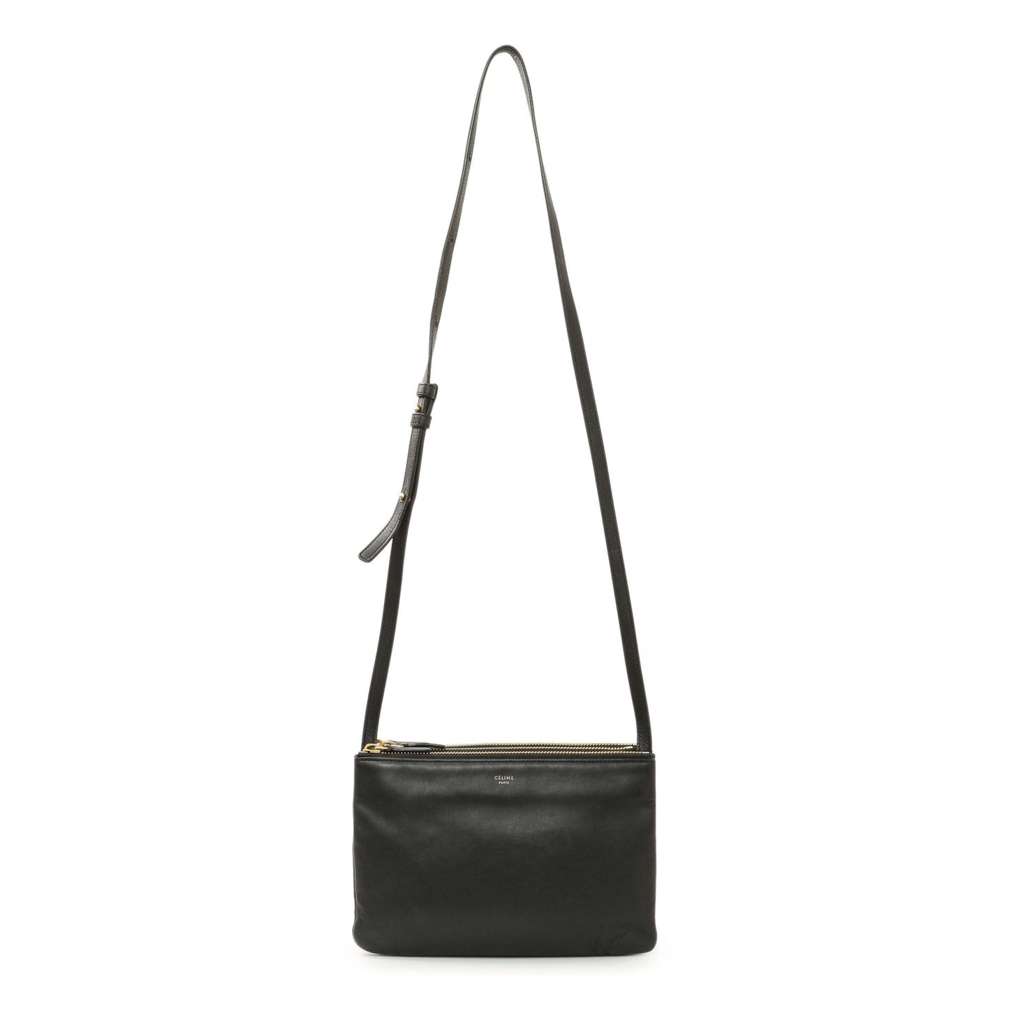 Exclusive Celine Black Lambskin Small Trio Crossbody — Front View