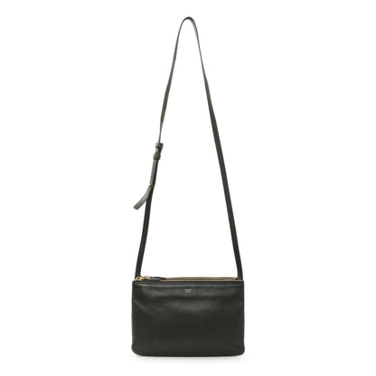 Exclusive Celine Black Lambskin Small Trio Crossbody — Front View