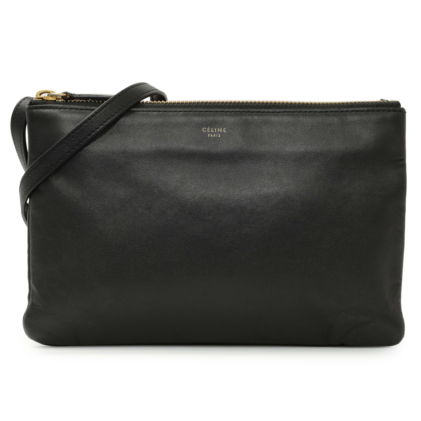 Exclusive Celine Black Lambskin Small Trio Crossbody — Side View