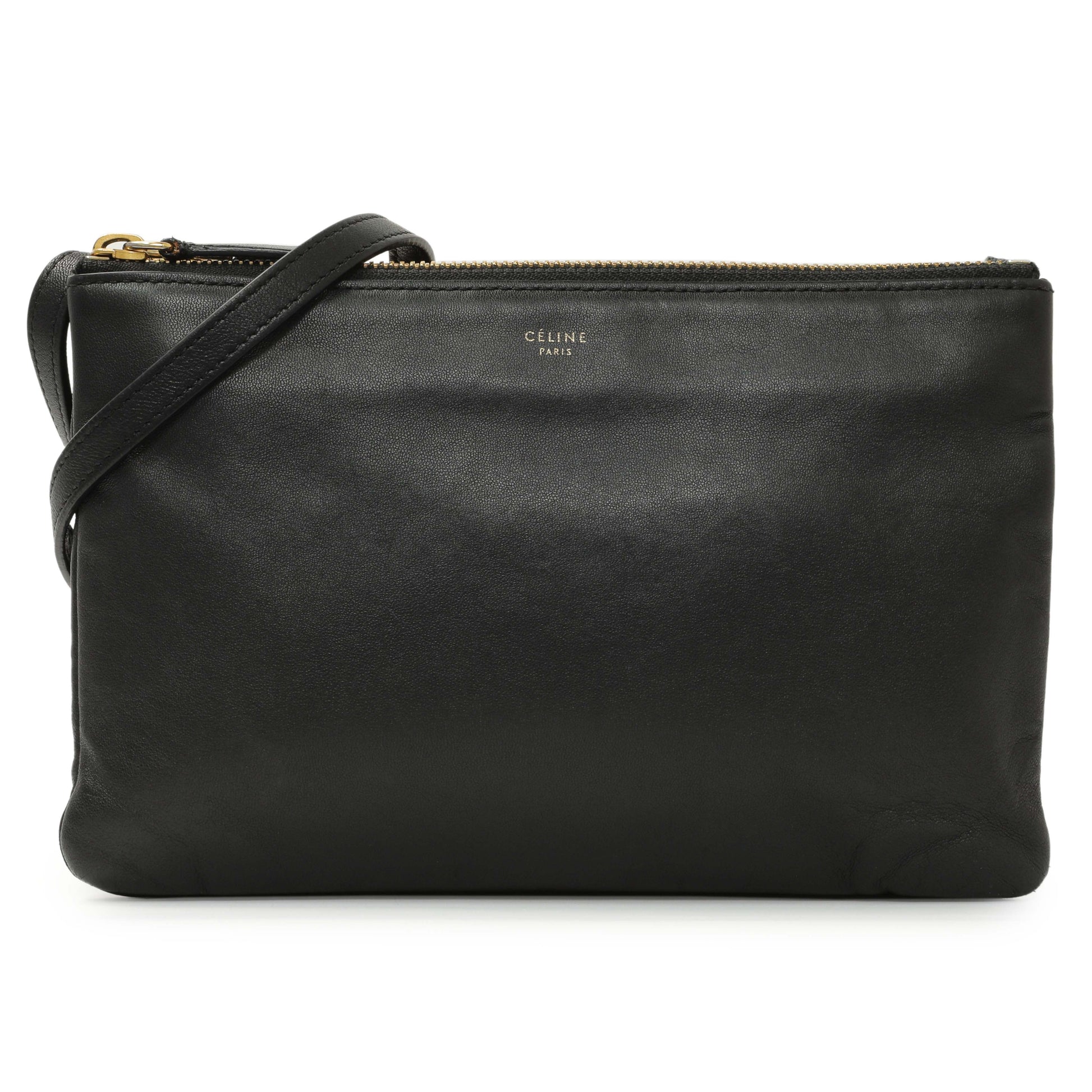 Exclusive Celine Black Lambskin Small Trio Crossbody — Side View