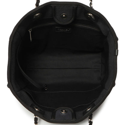 Exclusive Chanel Black Canvas Small Deauville Tote — Top View