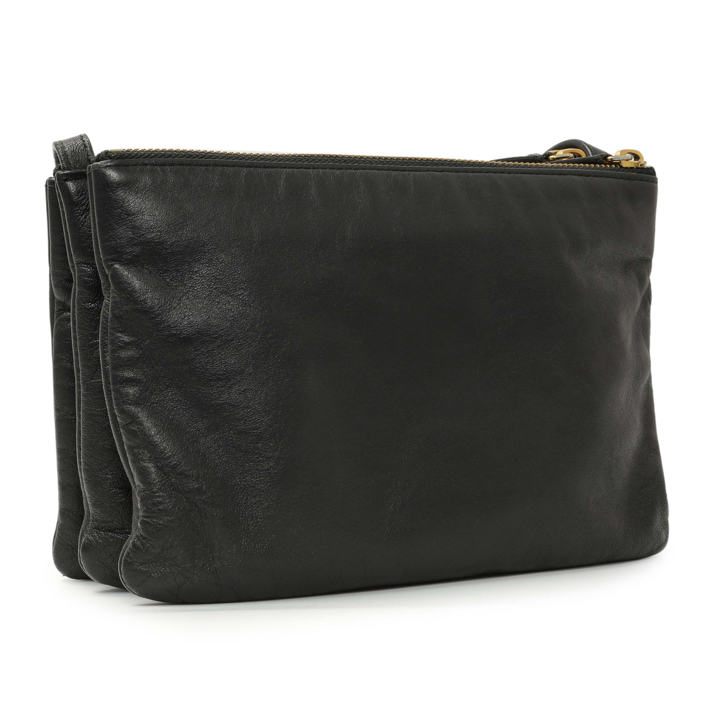 Exclusive Celine Black Lambskin Small Trio Crossbody — Back View