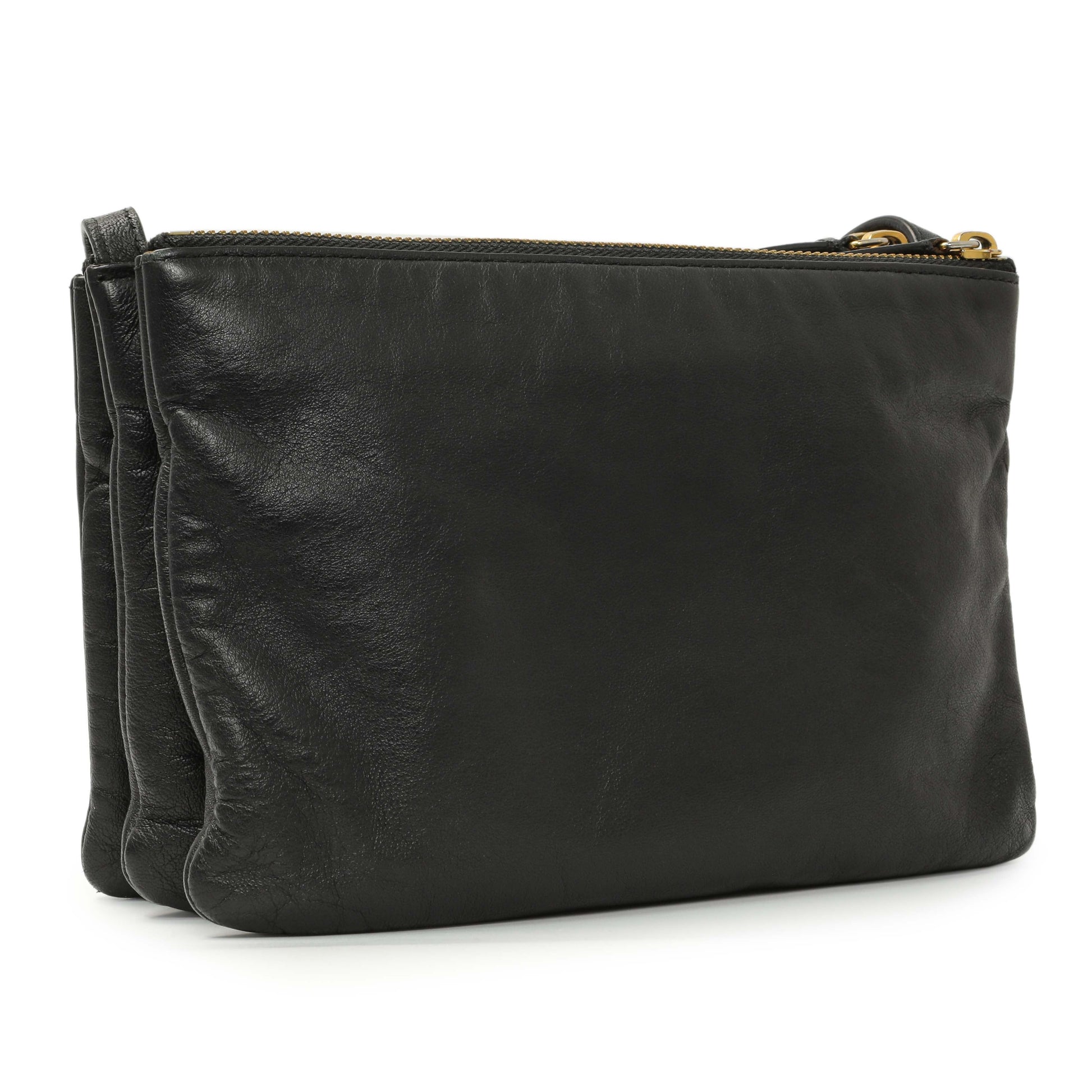 Exclusive Celine Black Lambskin Small Trio Crossbody — Back View