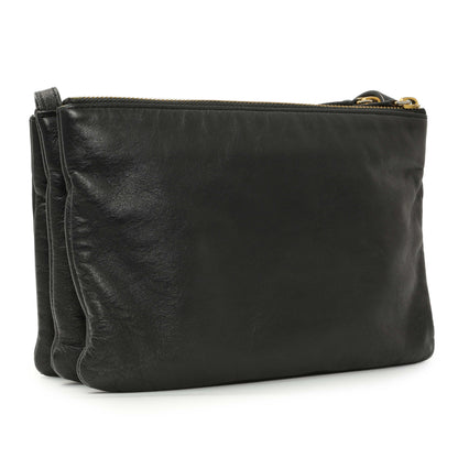 Exclusive Celine Black Lambskin Small Trio Crossbody — Back View