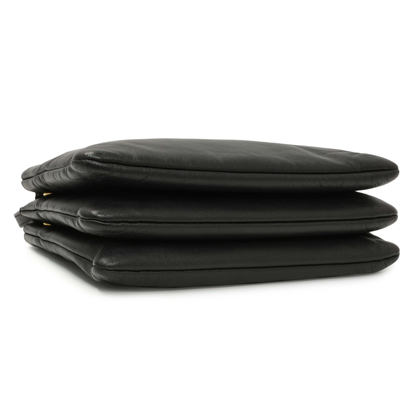 Exclusive Celine Black Lambskin Small Trio Crossbody — Top View