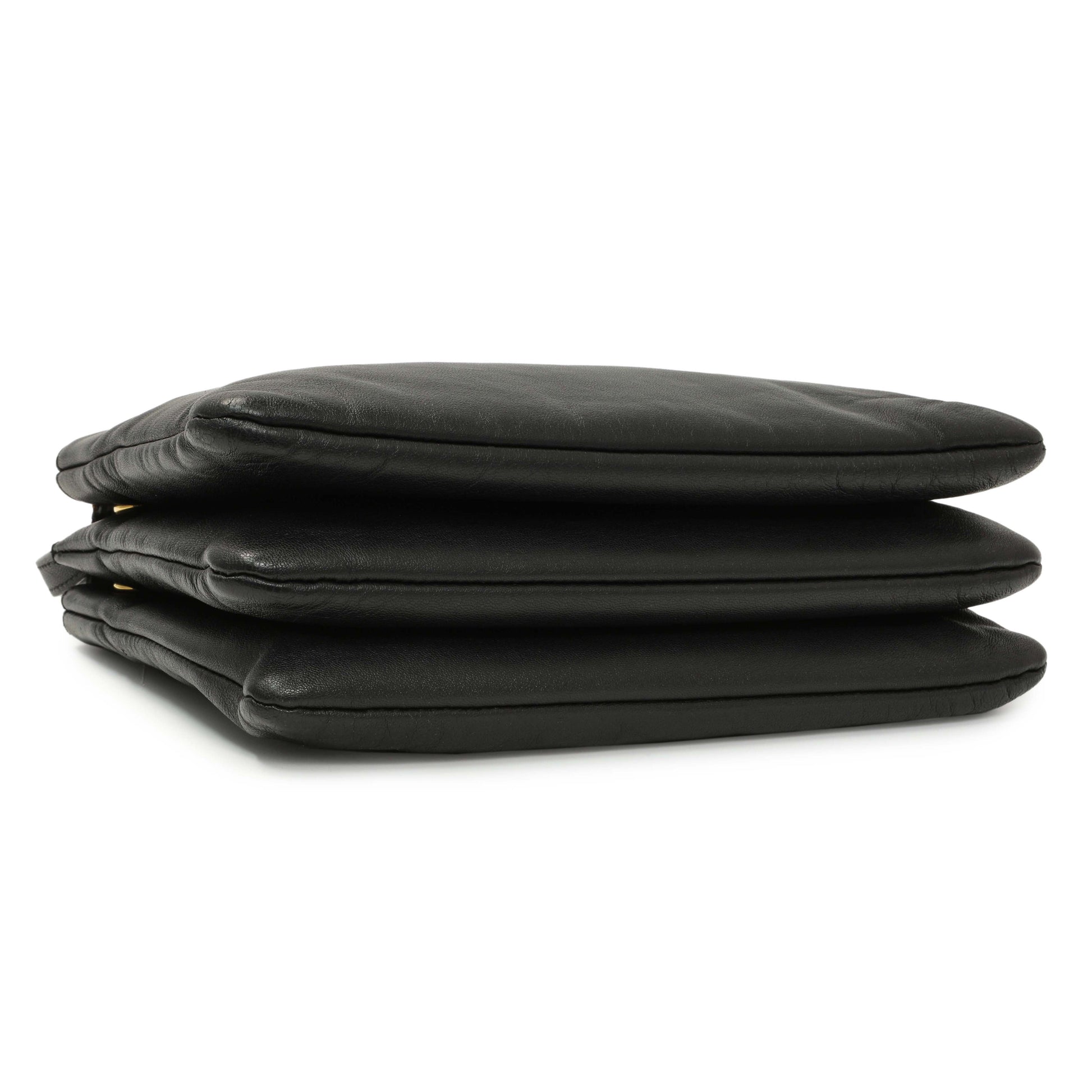 Exclusive Celine Black Lambskin Small Trio Crossbody — Top View
