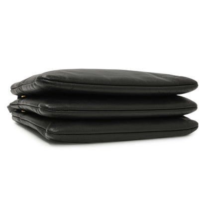 Exclusive Celine Black Lambskin Small Trio Crossbody — Top View