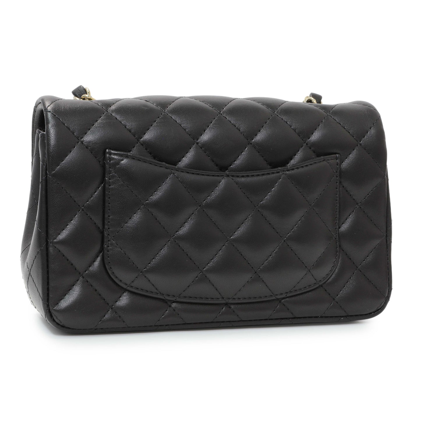 Exclusive Chanel Black Lambskin Quilted Mini Rectangular Flap — Side View