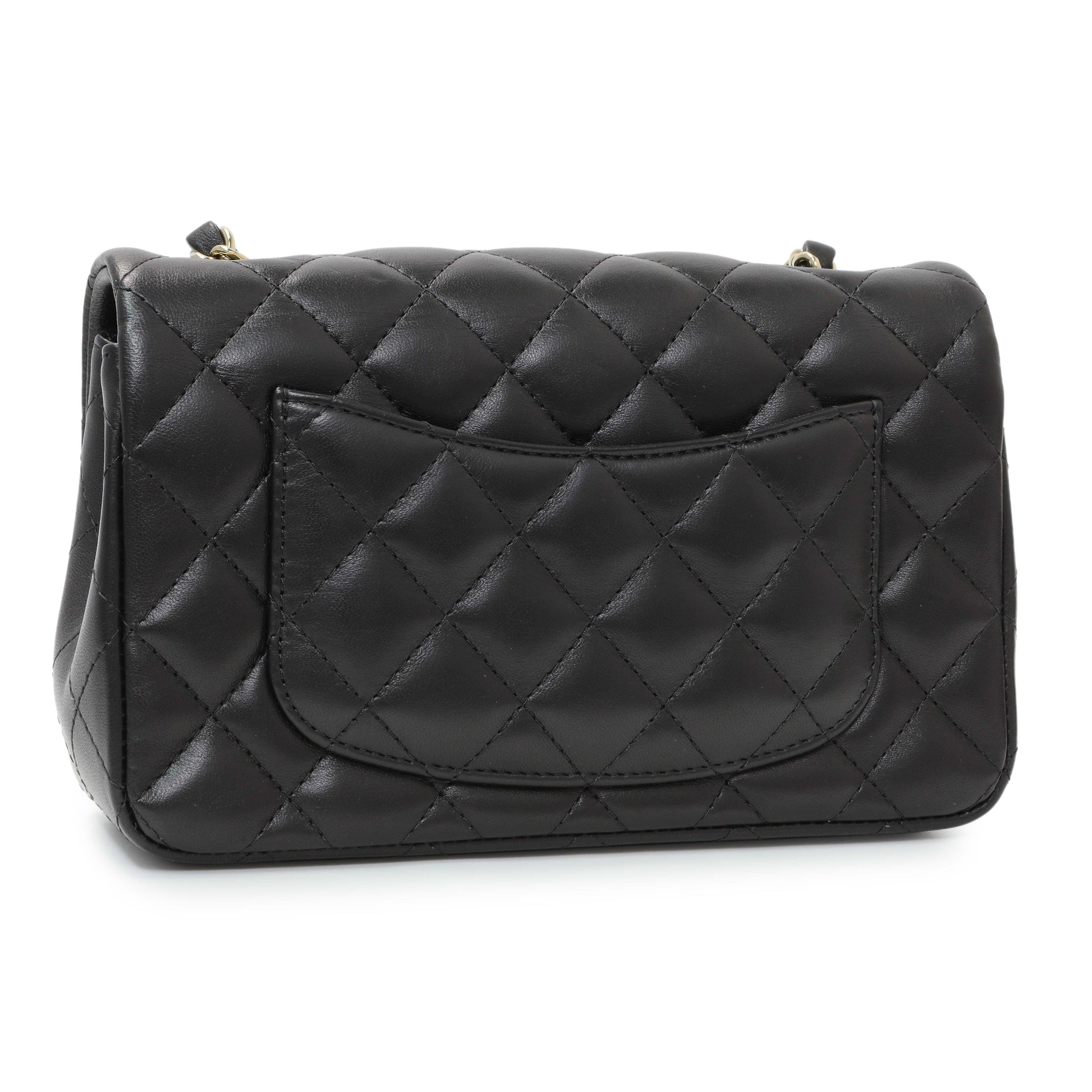 Exclusive Chanel Black Lambskin Quilted Mini Rectangular Flap — Side View