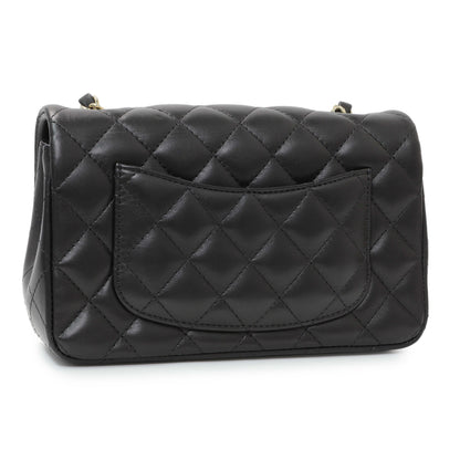 Exclusive Chanel Black Lambskin Quilted Mini Rectangular Flap — Side View