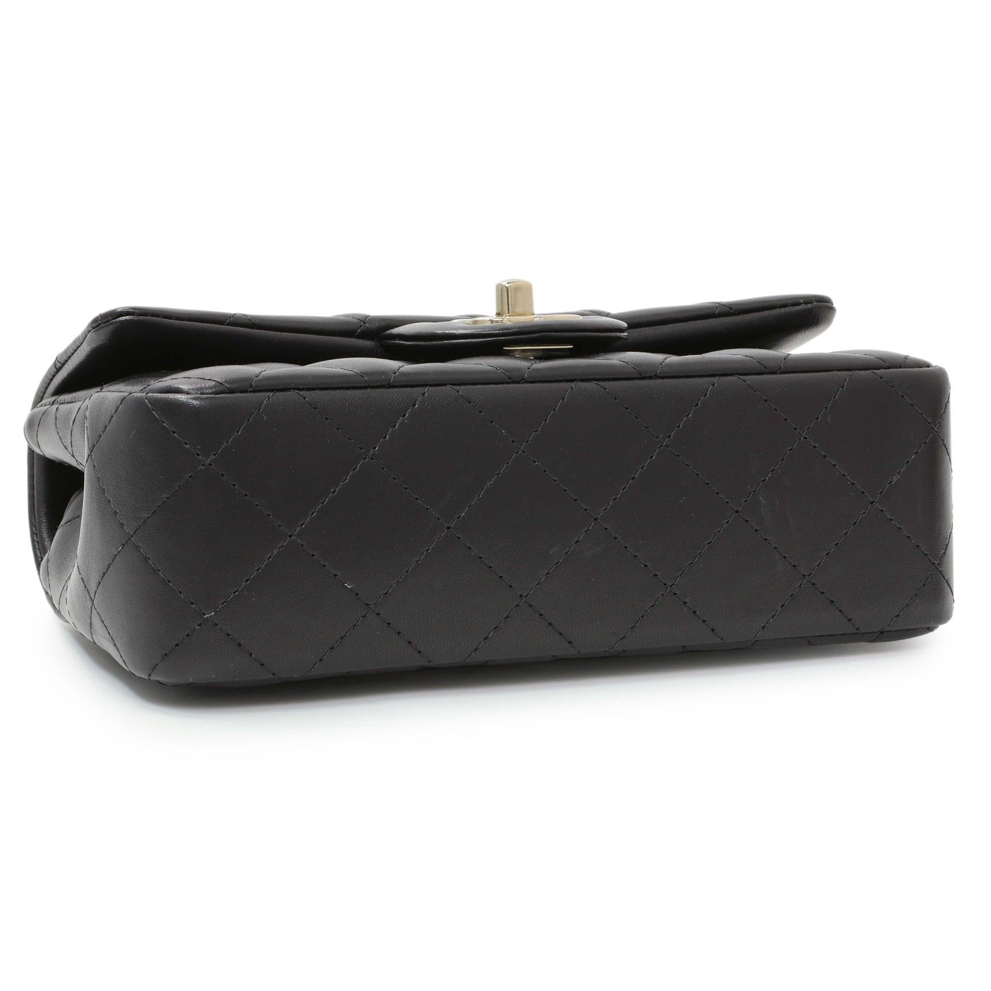 Exclusive Chanel Black Lambskin Quilted Mini Rectangular Flap — Back View