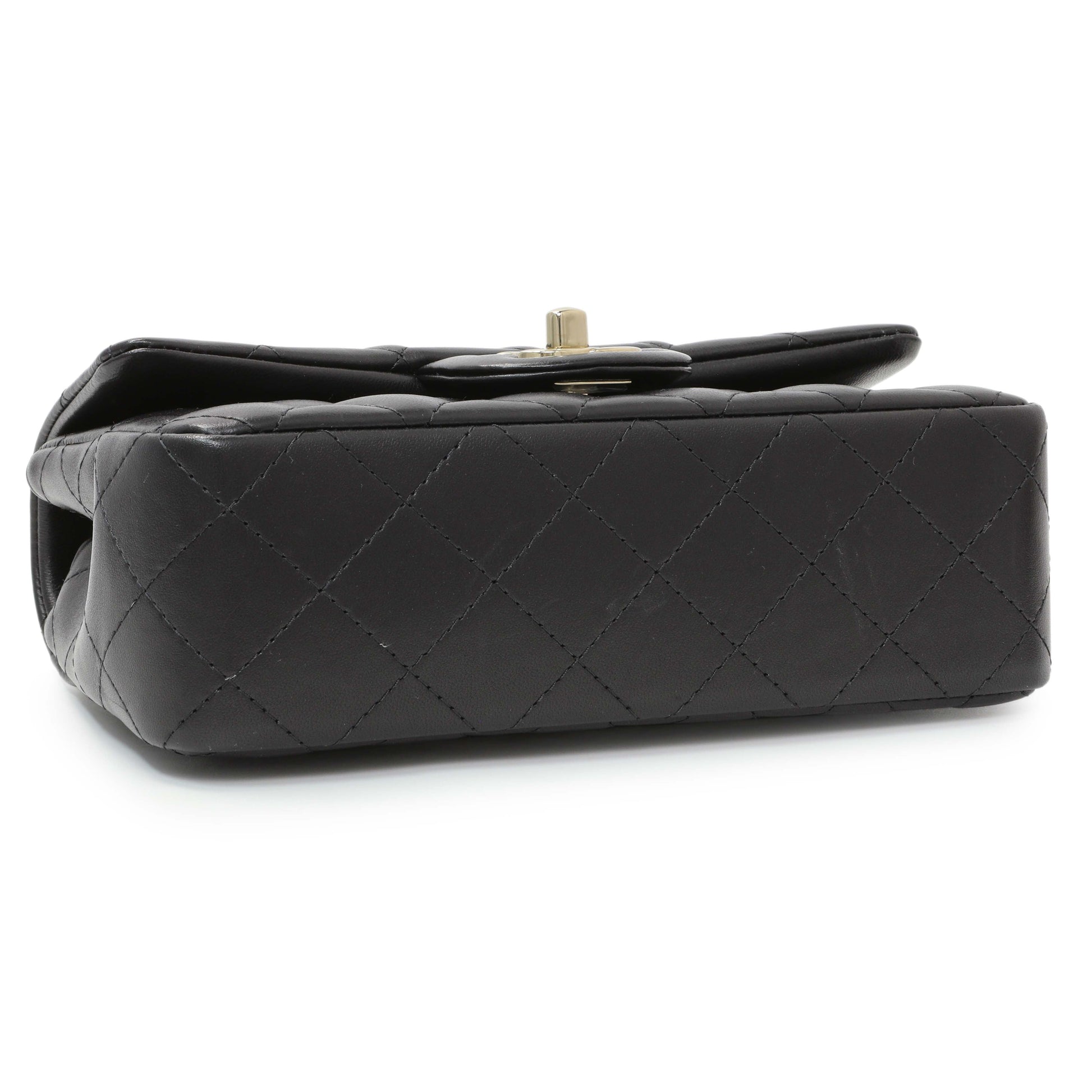 Exclusive Chanel Black Lambskin Quilted Mini Rectangular Flap — Back View